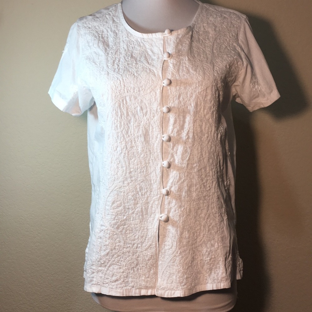 Fabindia white cotton embroidered blouse size M